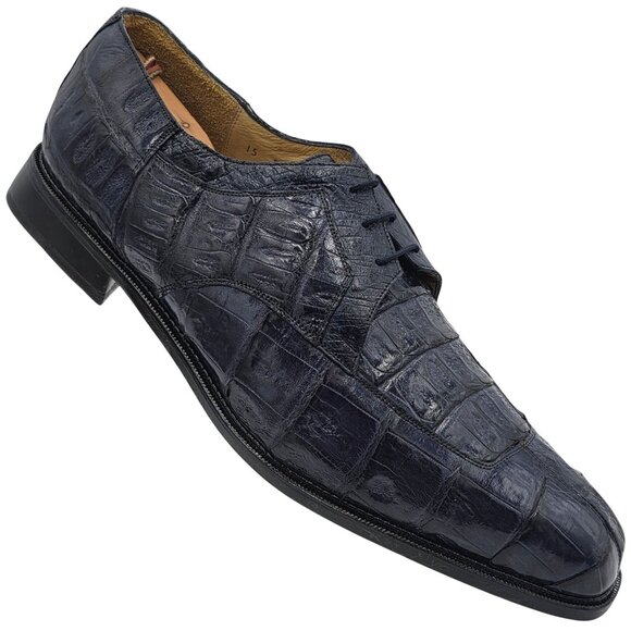 NEW Belvedere Exotic Navy Blue Crocodile Dress Shoes Men size 15 Split-toe Derby main image 8